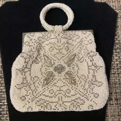 Mini bolso de noche con cuentas Art Deco Gatsby fiesta nupcial 1920-30 de colección Foto 1 de 4