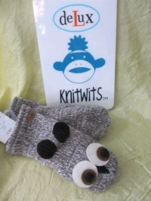 Adulto deLux BÚHO nevado MITONES tejido gris HOOT granero marioneta Arroz University Foto 1 de 4