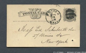 USA : Vintage 1 Cent Liberty Postal Card - Boston to New York - used - Picture 1 of 2