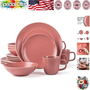 Elegant 16-Piece RINGAR Stoneware Dinnerware Set for 4 - Dishwasher Safe - Picture 1 of 9