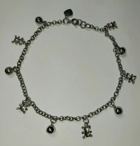 Vintage Sterling Silver Teddy Bear Bracelet Bear And Chimes Balls Charms 10 G - Picture 1 of 14