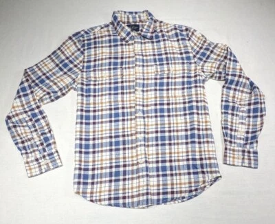 LUCKY BRAND Mens Cream Plaid Collared Long Slv Stretch Button Down Top sz S NWOT - Image 1 of 4