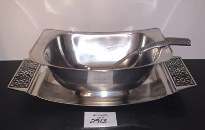 Bote y cucharón de terciopelo de acero inoxidable Stanley Roberts vintage Foto 1 de 4