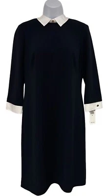 Lauren Ralph Lauren 3/4 Sleeve Collared Stretch Sheath Dress Navy Size 6 NEW - image 1 of 4