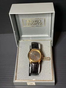 Seiko Womens Watch SJA226P Quartz NIB Black Leather Band Needs Battery - Picture 1 of 9