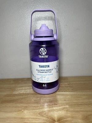 New 64 Oz Motivational Water Bottle with Straw & Lid Time Marker, Half Gallon! - Image 1 of 4