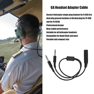 Adaptador de auriculares de aviación HELICÓPTERO Single Plug To GA Dual Plug General Hea LIF - Imagen 1 de 12