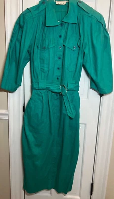 VINTAGE ANN TJIAN KENAR 2 MUJER VESTIDO BOLSILLOS CARGO TALLA 10 LINO ALGODÓN USADO EN EXCELENTE ESTADO Foto 1 de 4