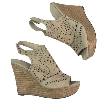 Marc Fisher Espadrille Platform Wedge Sandals Womens 7.5 Suede Boho Retro 70s - Image 1 of 4