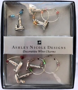 ASHLEY NICOLE DESIGNS DECORATIVE LIGHTHOUSE WINE CHARMS - NEW - Bild 1 von 2