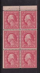 1916 Sc 499e booklet pane 2c MLH original gum, PLATE POSITION H (1H - Picture 1 of 1