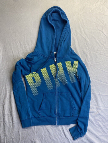 UNDERCOVER Felpa con cappuccio Victoria Secret rosa full zip taglia M logo verde acqua e cravatta tasca Y2K