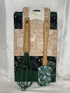 CWC Holiday Apron  Set Silicone Spatula Christmas Whisk & Apron - Picture 1 of 4
