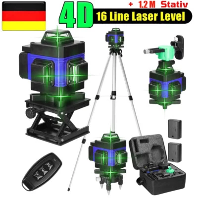 4D Laser Level 16 Line Wasserwaage Selbstnivellierend Kreuzlinienlaser + Stativ. - Bild 1 von 4