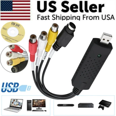 USB 2.0 Audio Video VHS to DVD VCR PC HDD Converter Adapter Digital Capture Card - Image 1 of 4