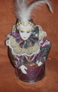 Muñeca Bufón Arlequín Mardi Gras Tambor Giratorio Caja de Música Cuerda #10 - Imagen 1 de 1