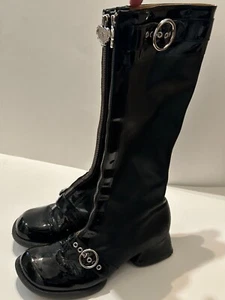 Stivali donna John Fluevog taglia 10,5 neri shauna zip davanti tacco scolpito - Foto 1 di 15