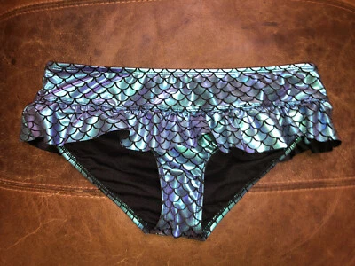 Hot topic Disney The Little Mermaid Scale Print Ruffle Swim Bottoms Sz M NWOT - Image 1 of 4