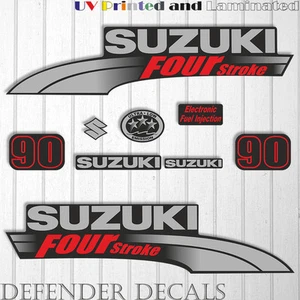 Suzuki 90 hp Four Stroke outboard engine decal sticker set kit reproduction 90HP - Picture 1 of 1