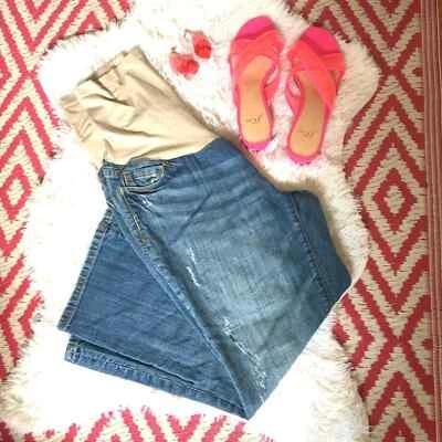 American Star Maternity Distress Capri Jeans Cotton Support Band M - Image 1 of 4