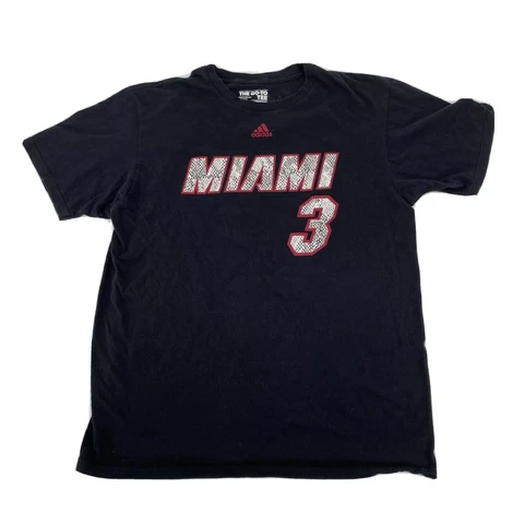 Miami Heat T Shirt Dwyane Wade Snakeskin Print Basketball Size L  Adidas NBA Cover