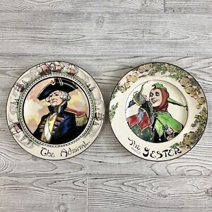 Vintage Royal Doulton Collector Plates The Admiral D6278 & The Jester D 0277/cb
