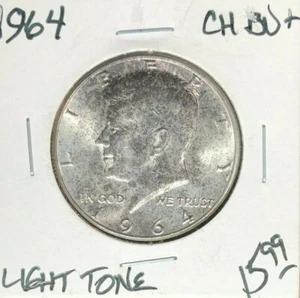 Medio dólar de plata Kennedy 1964 ~ Ch/Bu+ ~ tono claro ~ hermosa moneda ~ - Imagen 1 de 2