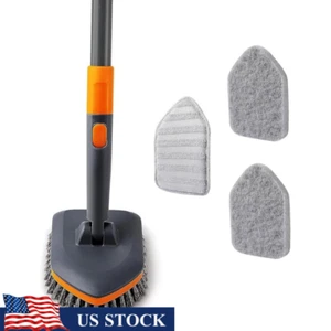 Extendable Tile Scrubber Brush W/ 3 Cleaning Heads Bathroom & Kitchen Use - Picture 1 of 8