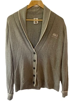 Lacoste Roland Garros Cardigan Size 40 M Grey Cotton Knit Tennis Logo Sweater - image 1 of 4