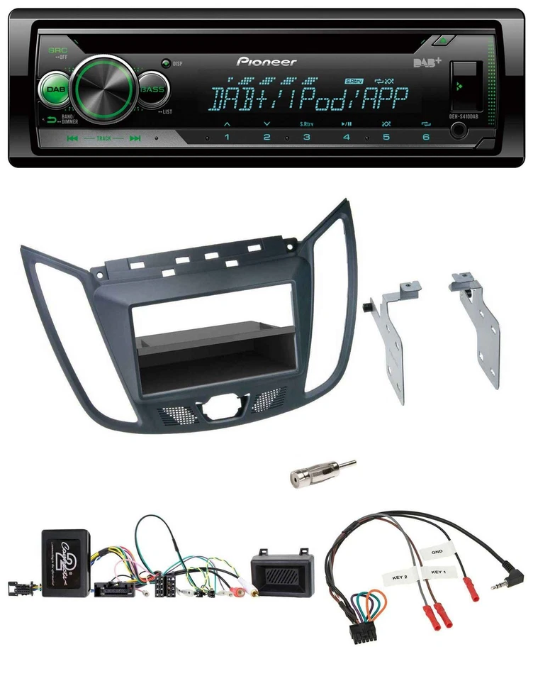 Pioneer USB MP3 DAB Lenkrad CD Autoradio für Ford C-Max Kuga dunkelgrau - Bild 1 von 4