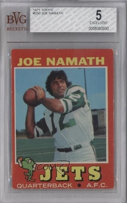 1971 Topps Joe Namath #250 BVG 5 HOF - Image 1 of 2