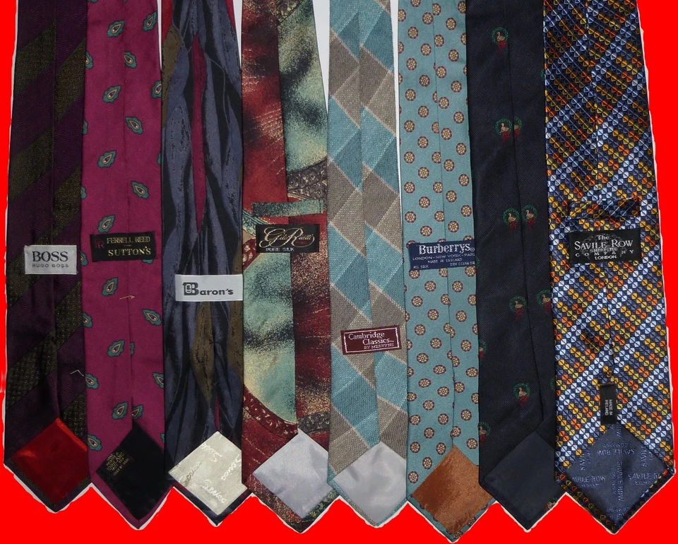 Lote de 8 corbatas para el cuello Italia Reino Unido Irlanda hechas a mano Burberrys Hugo Boss 100 % seda + lana Foto 1 de 4
