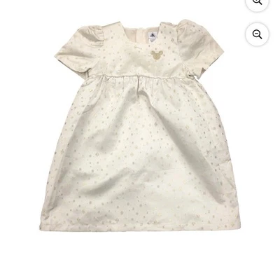 Disney Minnie Mouse Holiday Girls' Satin Dress Gold Thread Size 5/6 - Image 1 of 4