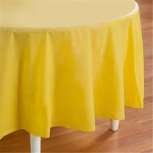 Creative Converting 192925 Mimosa- Light Yellow Round Plastic Tablecover - Picture 1 of 1