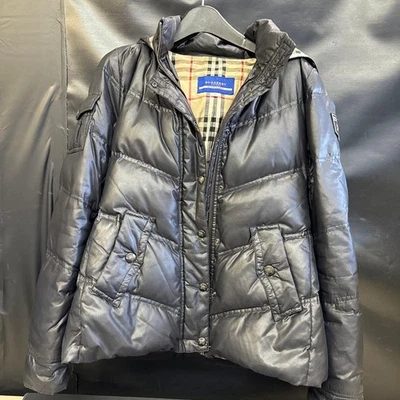 BURBERRY BLUE LABEL Down Coat Short Length Logo Accent Black M - Image 1 of 4