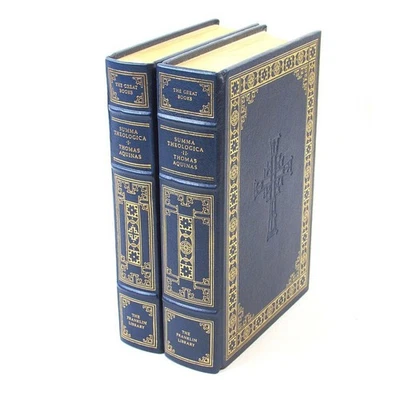 Summa Theologica Thomas Aquinas (2-Vol Set) 1985 Franklin Library Full Leather - Image 1 of 4