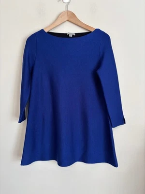 COS Womens XS Cobalt Blue Knit 3/4 Sleeve Tunic Top Minimalist Modern Career - Image 1 of 4