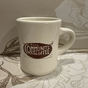 Community Coffee Brand Ceramic COFFEE MUG Off White With Brown Design - Picture 1 of 4