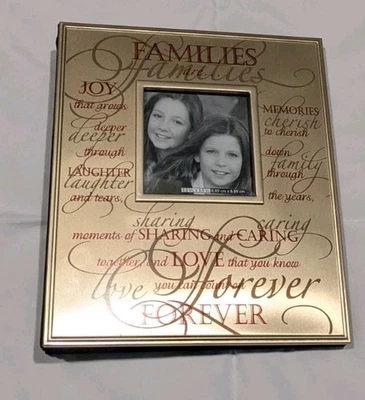Álbum de fotos con placa de metal de 8" x 9" idea de regalo de boda "Families Forever" Foto 1 de 3
