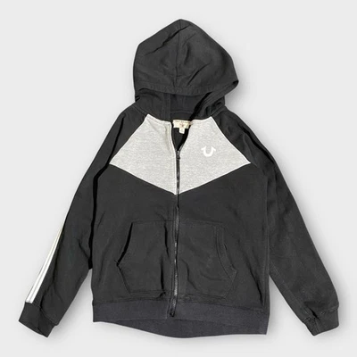 Sudadera con Capucha True Religion Mujer Talla Mediana Negra Gris Logo Cremallera Completa Dos Tonos Y2K M Foto 1 de 4