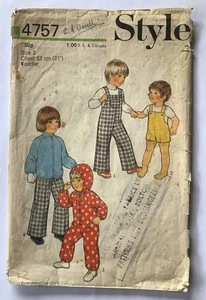 Style 4757 Sewing Pattern Vintage 70s Dungarees, Jacket - 2 Chest 21”/53cm - Picture 1 of 3