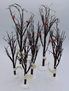 Dept 56 "Bare Branch Trees with Birds" (Set of 6) Village Accessory #52623 - Picture 1 of 10