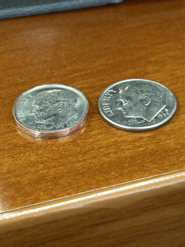 2012 P Dime Multiple Errors.  Rimmed, no reeding, and 2 tonned - Image 1 of 4