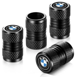 Black And Silver Bmw Valve Stem Covers 4 Pack New - Picture 1 of 1