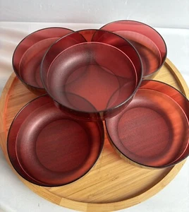 Tupperware Preludio 5.5" Cereal Salad Bowls Set of 5 Cranberry 2108B - Picture 1 of 4