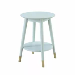 Pemberly Row Round Mid-Century Wood End Table with Bottom Shelf in Green - Picture 1 of 3