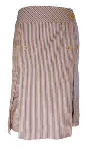 MARC JACOBS 10 Skirt Pinstripe A-Line Pleats Cotton - Picture 1 of 7