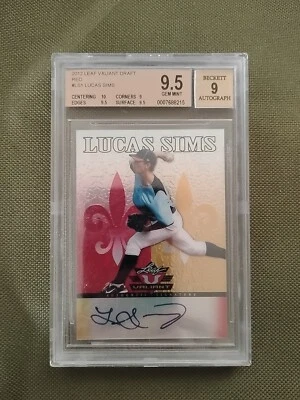 2012 Leaf Valiant Draft Red Lucas Sims 1/1 Draft Auto *A3* - Image 1 of 3