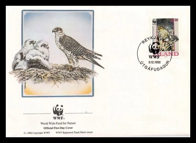 Iceland 1992 FDC, Gyrfalcon. 5kr. WWF. Nature. Maxi Card. Lot # 1. - Image 1 of 2