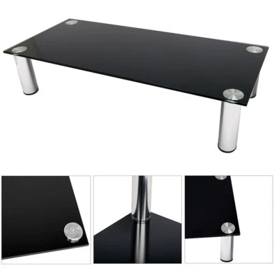 Fernseherhöhung Glasaufsatz TV-Aufsatz Tisch 80CM Rack Halterung Ständer Schwarz - Bild 1 von 4